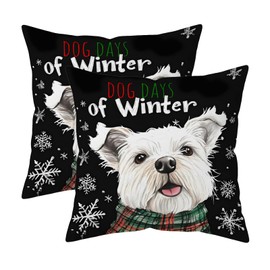 Doobicy Lovely Christmas Dog Pillow Covers 18x18 Inch Set of 2
