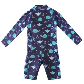 Swimbubs Kids Thermal Wetsuit 2mm Neoprene Core – Full Sleeve Swim Suit for Pool & Beach (3-4 Years, Blue Whale)