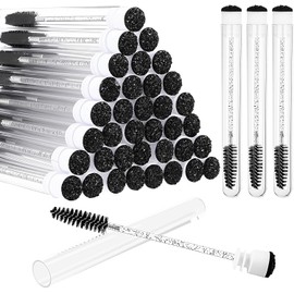 Patelai Juego De 80 Tubos De Cepillos De Rímel Desechables, 40 Tubos Vacíos Con 40 Cepillos Para Pestañas, Herramienta De Maquillaje Para Extensiones De Pestañas (Estilo Lentejuelas Negras)