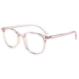 Firmoo Anti Blue Ray Computer Reading Glasses, Vintage Chic Square TR Frame, Anti Eyestrain UV400 Protection Glasses for Women（Pink, 1.50）