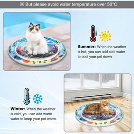 Cat Water Mat for Indoor Cats,Cat Dog Water Mat,Thicken Scratch-Resistant Interactive Sensory Play Mat with Floating Fish Toys,Water Sensory Playmat with Fish for Pet Play with Free Air Pump