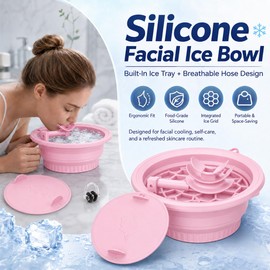 Face Cold Ice Bath,with Built-in Ice Tray, Breathing Tubes & Nose Clip, Combine Deep Breathing & Cold Plunge to Support Skin Health & Relaxation,Relaxation & Deep Breathing, Travel-Friendly (Pink)