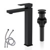 KENES Matte Black Bathroom Faucet Single Handle Tall Vessel Sink