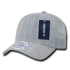 DECKY 6 Panel Curve Bill Trucker Cap, Heather Grey