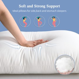 Sherwood Hotel Collection Bed Pillows for Sleeping 2 Pack Queen Size, Soft Microfiber Cover and 3D Super Soft Down Alternative Filled White Pillows (Queen)