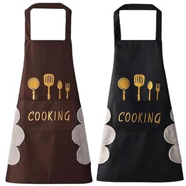 Lumbor37 Delantal de Cocina Impermeable de Limpieza a Mano con Bolsillos y Tirantes Ajustables, Espalda Cruzada Mandil de Trabajo Multiusos para Cocinar Restaurante Hornear Chef