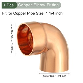 YOKIVE 1 Pcs Elbow Copper Fitting, 90 Degree Copper Pipe Fitting FTG x C Short Radius Tube Connector, Great for HVAC Refrigeration (1 1/4" Nominal Size)