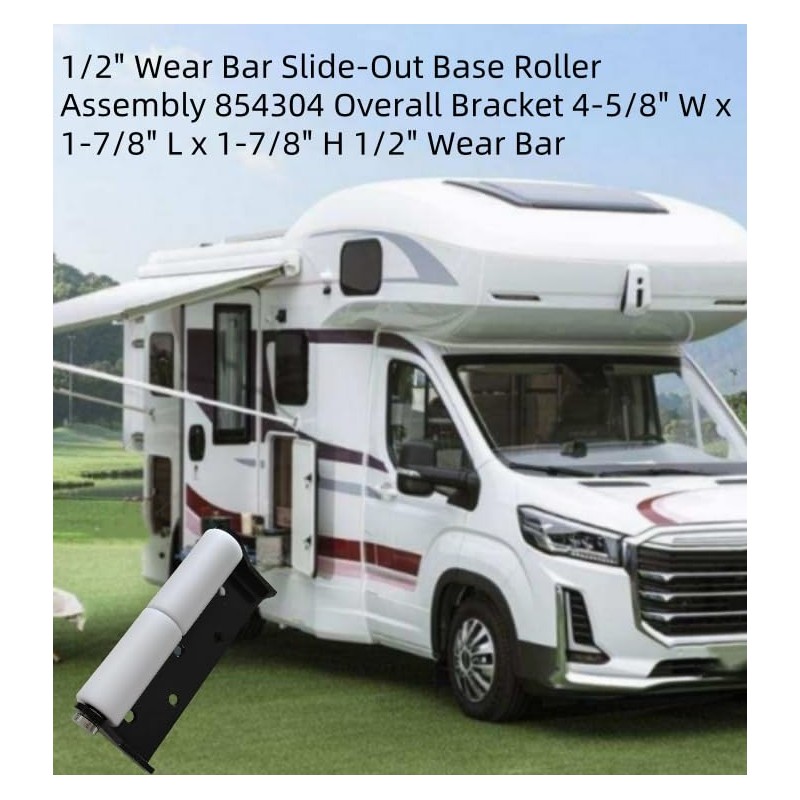 BBMTA Replacement RV 1/2" Wear Bar Slide-Out Base Roller Assembly