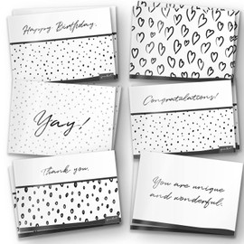 younikat 12 Postcards Sayings | Dots | DIN A6 Format | Greeting Card | Motivational Card | Birthday Card | Black and White | Neutral | Greeting Cards English | dv_1041