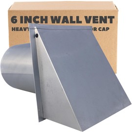 6 Inch Wall Vent Cap - Aluminum - Screen Only - Heavy Duty Hooded Metal Caps - Fresh Air Intake Vent for Side Walls by Vent Works