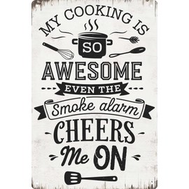 Kitchen Signs Wall Decor Funny Kitchen Quote My Cooking is Awesome Metal Tin Sign Wall Decor Retro Kitchen Signs with Sayings for Home Kitchen Decor Gifts 8x12 in