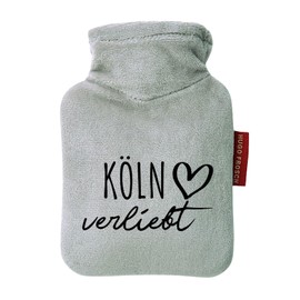 Huuraa Taschenwärmer Köln verliebt Geschenk 0,2 Liter Grey Mini Veloursbezug Köln Geschenkidee