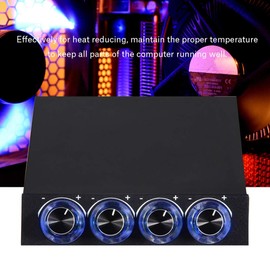 PC Fan Speed Controller 4 Channel Heatsink Controller for Computer with Blue LED