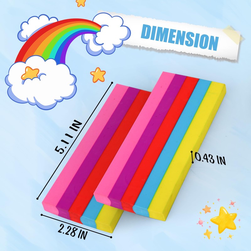 AmoreAngel Crafts 1Big Block Rainbow Pencil Erasers, Large Erasers, Dividable