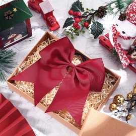 2 Packs Jumbo Cheerleading Bow 8 Inch Large Cheer Hair Bows with Ponytail Holder for Teen Girls Softball Outfit Uniform(Maroon)