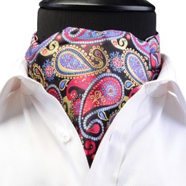 Gusleson Men's Ascot Paisley Necktie Floral Jacquard Woven Gift Cravat Tie and Pocket Square Set (UK0603-07)