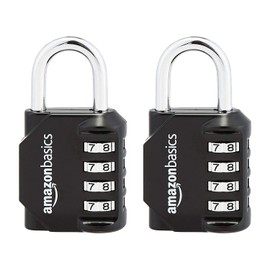 Amazon Basics - Candado de combinación de 4 dígitos, negro, paquete de 2