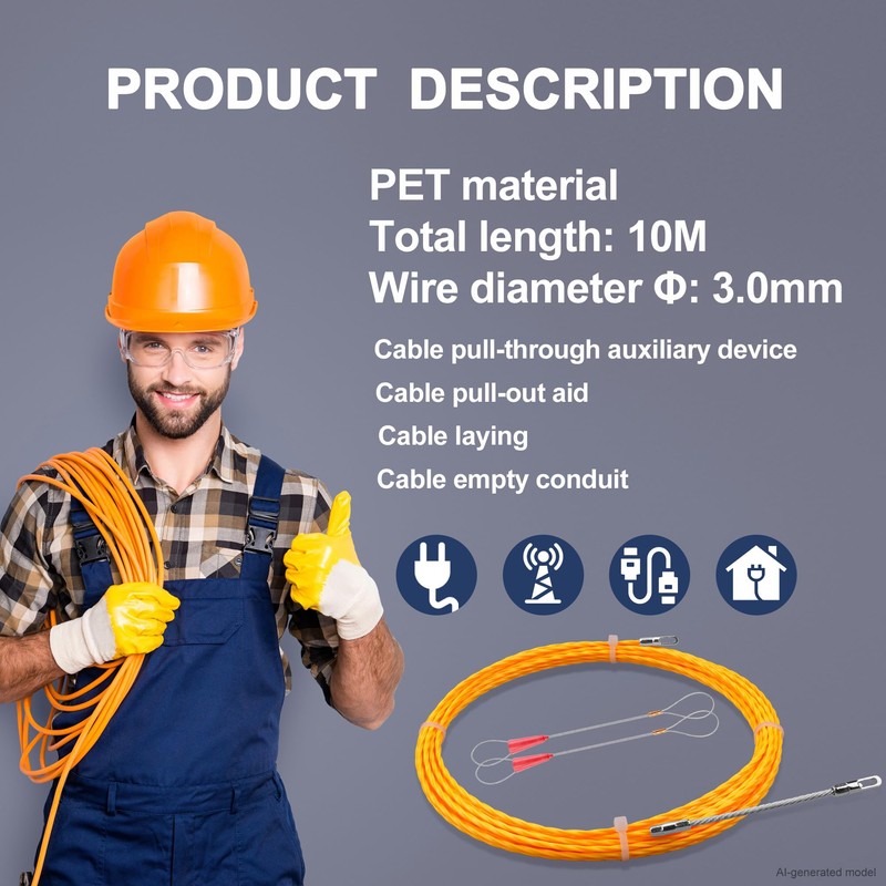 32.8FT Electrical Fish Tape 10m |3.0 mm Wire Puller |2
