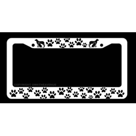 OwnTheAvenue Pet Paw Print Cat Dog Cute Love Rescue Car Truck Auto White License Plate Frame
