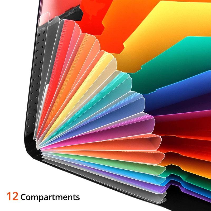QWORK Document Folder A4 with 12 Compartments, Expanding Folder Sorting