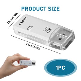 USB XD Card Reader For Fuji Olympus Cameras 128GB USB 2.0 XD Camera Memory Card Reader Adapter Up to 480MBs Easy to Read XD Picture Photo Card Reader Compatible with Windows Mac Plug and Play White