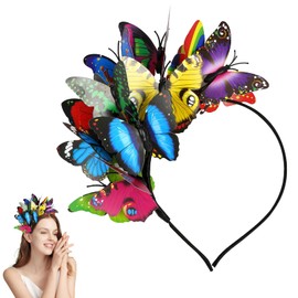GUIZIYAO Butterfly Headband, Butterfly Headpiece, Butterfly Fascinator Headbands, Butterfly Hair Accessories, for Butterfly Cosplay, Bridal Butterfly Headband (Multicoloured, 1)