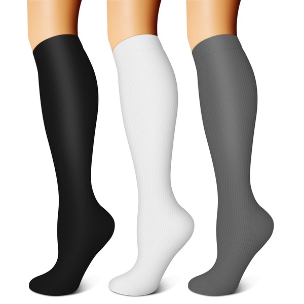 FEYHAY Copper Compression Socks (3 Pairs) 15-20 mmHg Circulation is