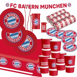 FC Bayern München Party Set XL Football Party Set 34 Pieces Fan Item Party Accessories Decoration for Football Party and Birthday