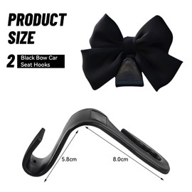 Calkkrer 2 Stück Schwarz Kopfstützen-Haken, Praktischer Doppelhaken für Taschen, Cute Bow Auto-Haken, Leder-Luggage-Hook, Aufbewahrungshaken, Innenraum-Zubehö