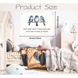 ICEWHITEY Positive Affirmations Wall Decor,Motivational Inspirational Wall Art,Every Little Thing Is Gonna Be Alright Canvas Banner Flags for Home Office Bedroom,30x20 Inch