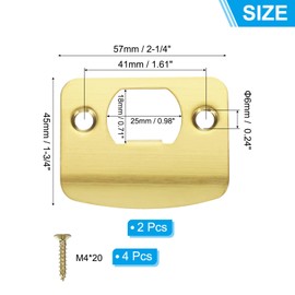 PATIKIL Door Strike Plate 2-1/4"x1-3/4",2Pcs Round Corner Extended Lip Strike Plate,Universal Security Latch Strike Deadbolt Strike Plate with Screw Interior & Exterior Door,Gold