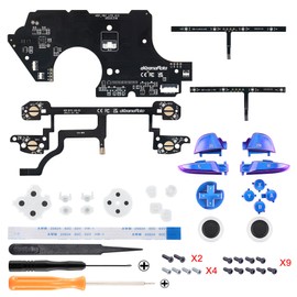 eXtremeRate DTFS LED Tasten Kit für NS Switch Pro Controller, 9 Modi 6 Bereiche Leucht Thumbsticks D-Pad ABXY Trigger Buttons V2 LED Kabel Licht Knopf Zubehör für Switch Pro–Lila Blau Symboltasten
