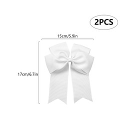 Nideen 2 Pack 6 inch Bow Hair Clips, Large Hair Bow Hair Barrette Clips for Women Girls, White Hair Bow for Women