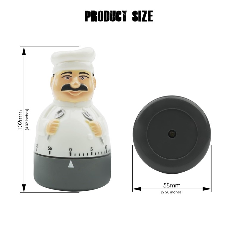 Taikemeti Kitchen Timer Mechanical Cooking Timer Countdown 1-60Min,Cute Chef Timer