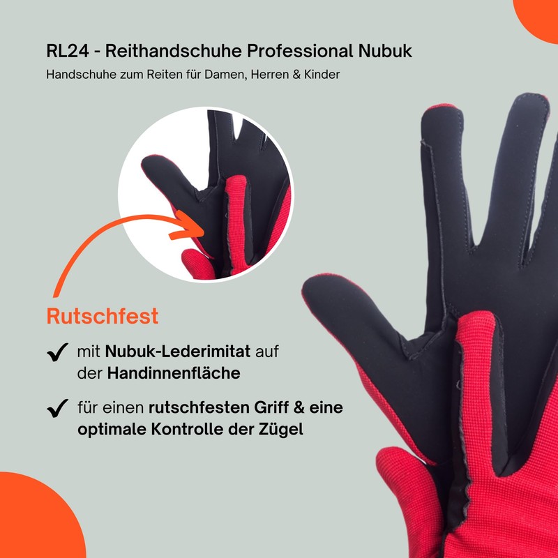 HKM by Reiterladen24 Professional Riding Gloves, Nubuck Imitation Leather, s