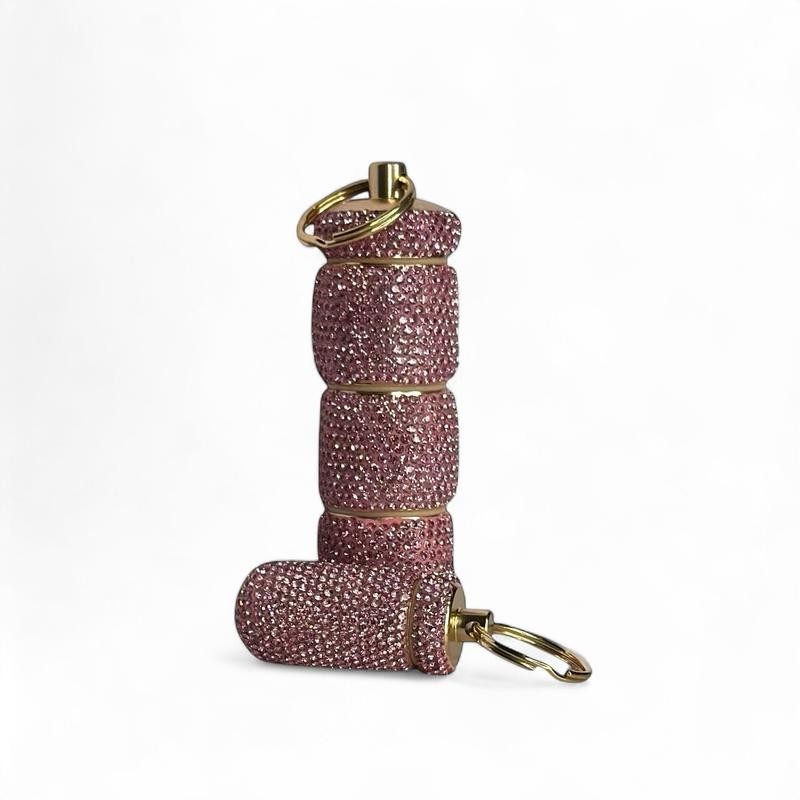 Glitz & Glam Travel Pill Cases with Keychain:_Ruby Pink