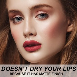 DISURI Beauty Matte Bullet Long Wear Lipstick - Vegan and Cruelty-Free - Smudge and Waterproof Matte Lipstick with Moisturizing Formula - All Day Comfort - (Crimson Luxe #11)