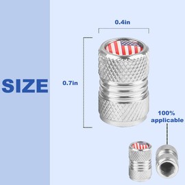 Zpana Ameican Flag Car Tire Valve Stem Caps, 4PCS Aluminum Alloy Vehicle Wheel Valve Protection Cover, Patriotic Auto Tyre Air Protector, Universal for Truck, Bicycle, Motorcycle (White/Multicolor)