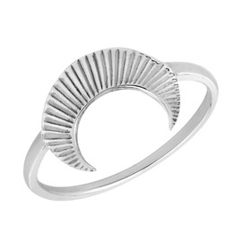 AeraVida Lunar Upside Down Textured Crescent Moon .925 Sterling Silver Ring (9)