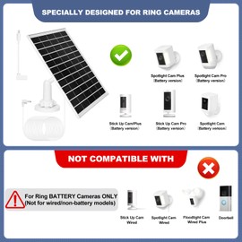 2 Pack 8W Solar Panel for Ring Camera Outdoor Wireless, Compatible with Outdoor Cam (Stick Up Cam), Outdoor Cam Plus, Stick Up Cam Pro, Spotlight Cam Battery/Plus/Pro, Fast Charging