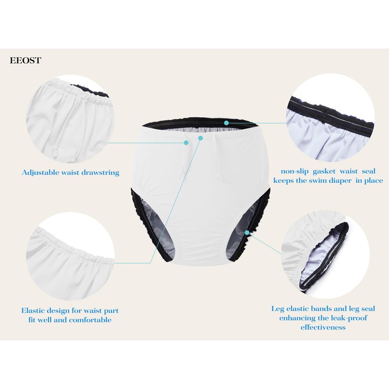 EEOST Adult Reusable Swim Diapers Special Needs Swimwear for Incontinence