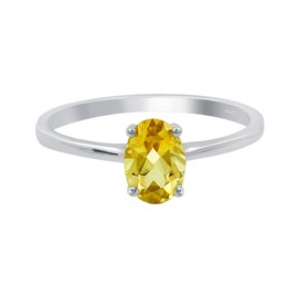 TISHAVI Minimalist Garnet Amethyst Citrine Peridot Blue Topaz 925 Sterling Silver Rings for Women - Sterling Silver Light Weight Oval Shape Rings - Gifts for Her, Sterling Silver Citrine, Citrine