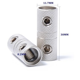 4 Guage Wire Splice Connectors 4 AWG Battery Cable Splicing Amplifier Wire Butt Connector Nickel Plated Brass 4PCS with Heat Shrink Tube