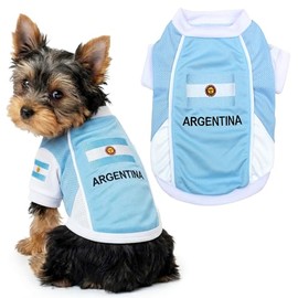 Jersey parisino para perros – Bordado " Argentina " Disfraz deportivo para perros – Ropa deportiva olímpica y de fútbol – Camisetas ligeras para perros pequeños – XS
