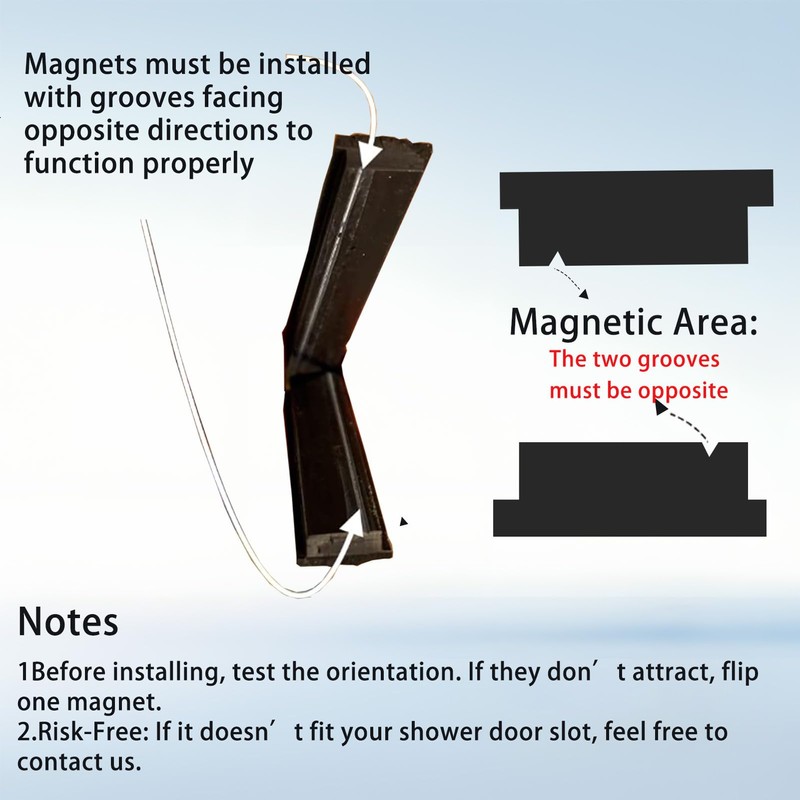 JINGZHAN Magnetic Strips for Shower Door Replacement | 3/8" Width