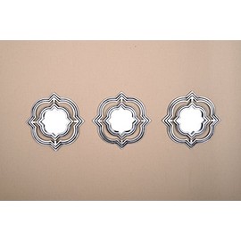 All American Collection New 3 Piece Decorative Mirror Set, Wall Accent Display (Silver Moroccan)