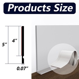 Junsen Peel and Stick Baseboard Molding Trim 5 Inches X 60 Feet Self-Adhesive Vinyl Wall Base Rubber Cove Flooring Base Outside Corner Molding Trim(Black)