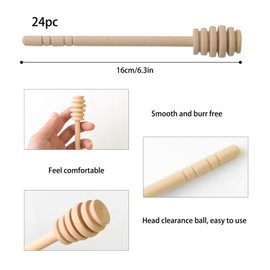 24 Pack Wooden Honey Dipper Sticks, 6.3 Inch Stirrer Stick for Honey Jar Dispense Drizzle and Wedding Party Gift