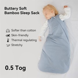 BubblePanda Bamboo Sleep Sack 18-24 Months 0.5 Tog Soft Lightweight Toddler Sleep Sack 2t for Babies 2-Way Zipper Wearable Blanket Baby 18 Months