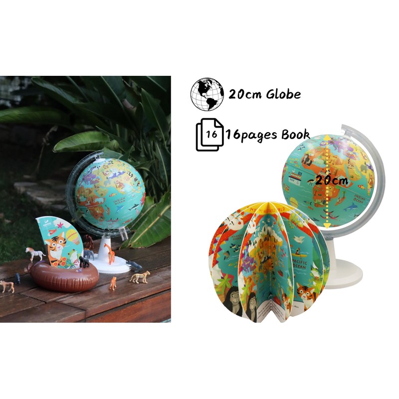 EXERZ 20 cm Globe with Book "My Wild World" 16